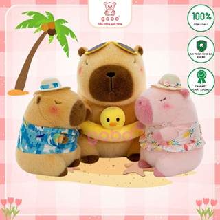 Gấu Bông Capybara mặc đồ đi biển, Capybara phao vịt đeo kính, capybara áo hoa hàng QC gabo.vn