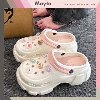 Dép nữ đế cao, dép sục Mayto 7 cm kèm 14 charm Pizza dễ thương Hàn Quốc CS-115