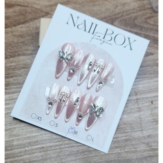 NAILBOX FREESHIP TOÀN QUỐC - M39 - Móng tay giả mắt mèo đính charm đá soobin nailbox (ảnh chụp)