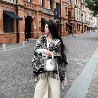 Khăn len choàng khổ to họa tiết doir cao cấp siêu dày mịn hàng QCCC kích thước 1m4 x 1m2