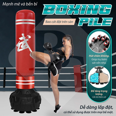[BG027] BG Trụ đám bốc tập luyện tại nhà CAO CẤP , BOXING PILE hai màu Đen/Đỏ