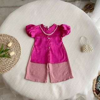 Combo bộ áo dài kèm quần ,vải gấm cao cấp cho bé gái từ 10kg đến 35kg