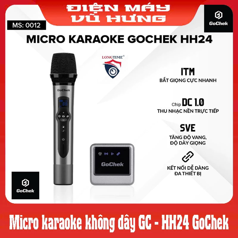 Micro karaoke không dây GoChek HH24- Micro karaoke online/ phòng họp/ Karaoke trên ôtô - Chính hãng