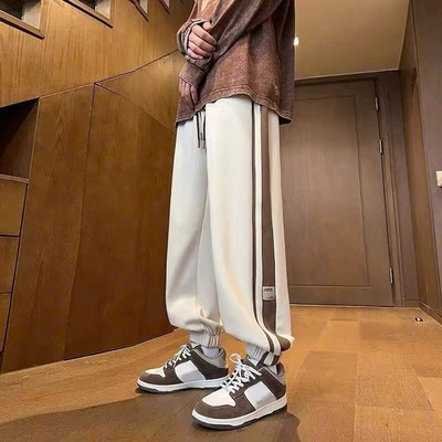 Quần Ống Rộng ENGHE Phối Sọc 2 To Nhỏ NAD Unisex - Quần Dài Cạp Chun Chất Nỉ 2 Da Eo Vải Co Dãn Dày Dặn thoáng mát
