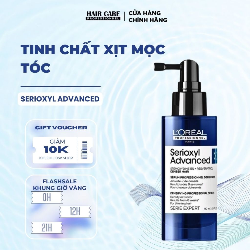 Tinh chất xịt mọc tóc L'Oréal Professionel Serioxyl Advanced 90ml - Dành cho tóc thưa, mảnh, rụng
