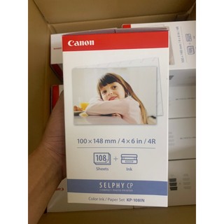 Hộp giấy ảnh Canon Kp108in cho máy in Canon CP1500,Cp1300,Cp1200,Cp1000.v.v.gồm 108 tờ+3 băng mực