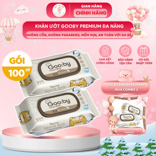 Khăn Ướt Gooby Premium Đa Năng, Không Cồn, Không Parabens, Mềm Mịn, An Toàn Với Da Bé Túi 100 Tờ