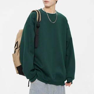 Áo sweater trơn basic cổ tròn form rộng dễ mix đồ chất nỉ ép Hàn KEMSHOP