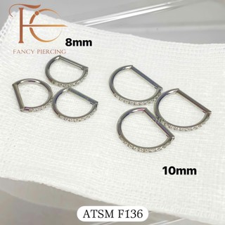  Khuyên Titan F136 Vòng Chữ D Trơn và Đính Đá Cá Tính Không Gây Kích Ứng 