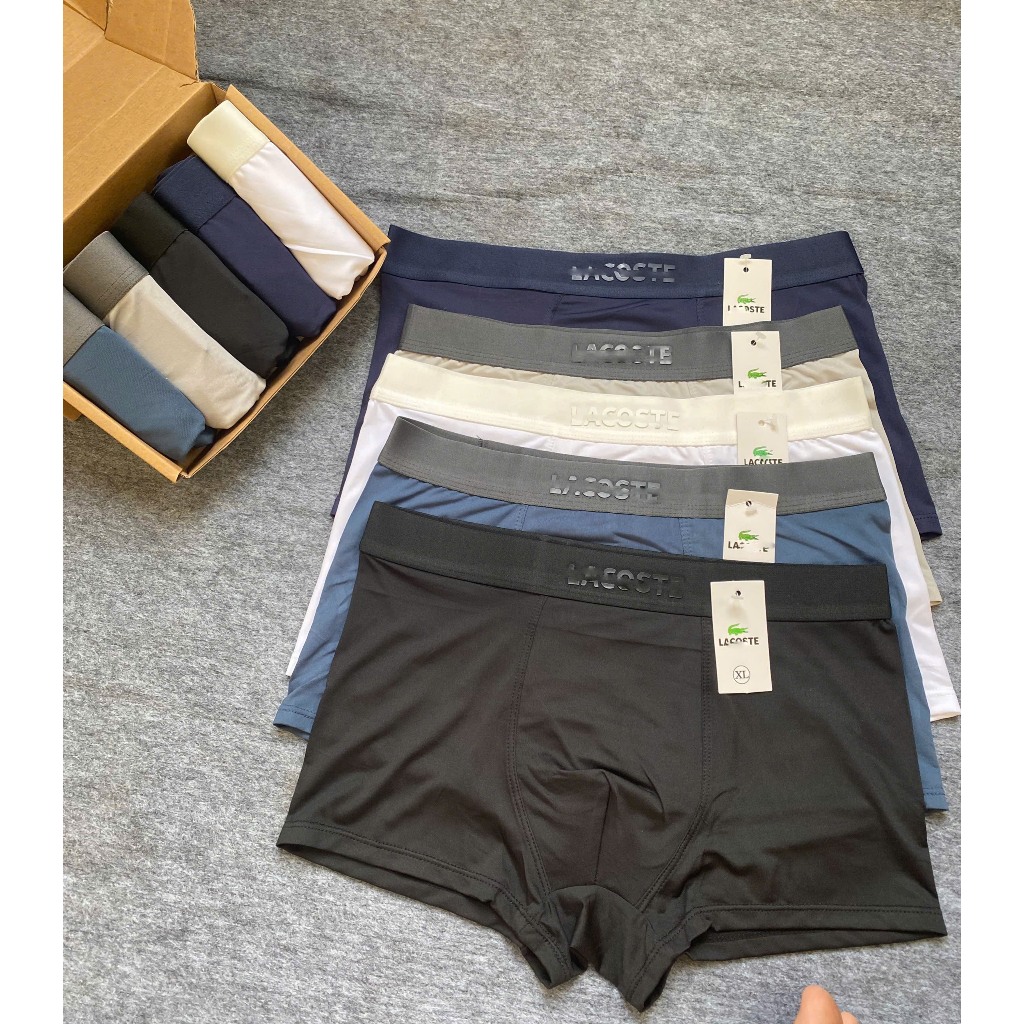 Hộp 5 quần sịp nam cotton thun lạnh, quần lót nam thoáng mát, thấm hút mồ hôi, logo nổi