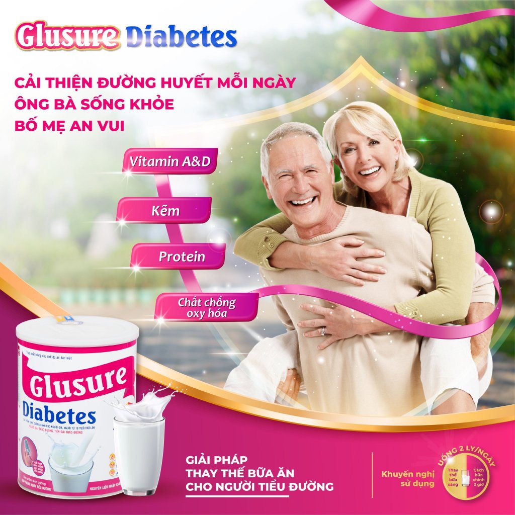 Sữa Glusure Diabetes 900g dành cho người tiểu đường giúp ổn định đường huyết về mức tốit nhất