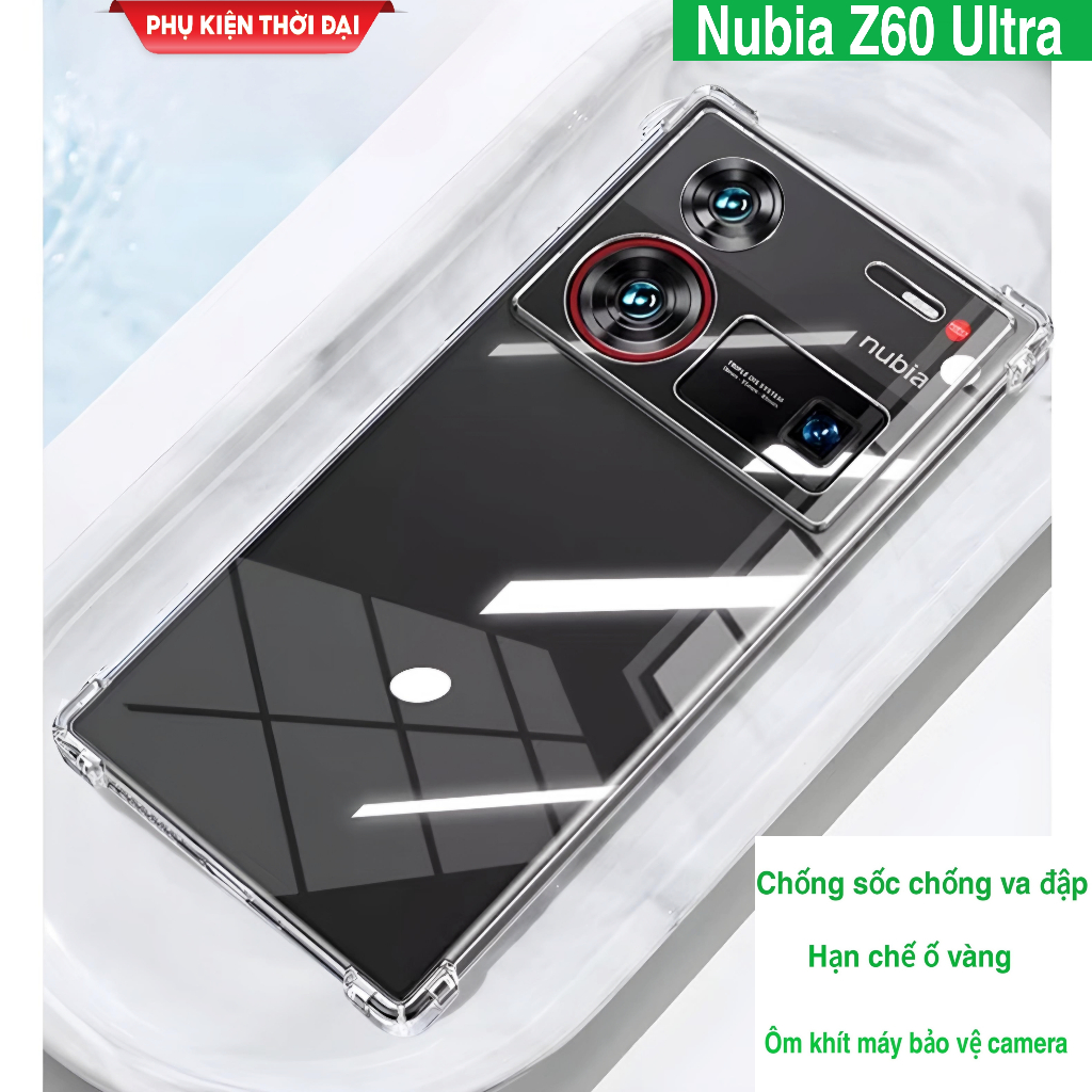 Ốp lưng Nubia Z60 Ultra / Z70 Ultra / Z70s Ultra / Z60s Pro dẻo trong lồi 4 góc hạn chế ố vàng ôm má