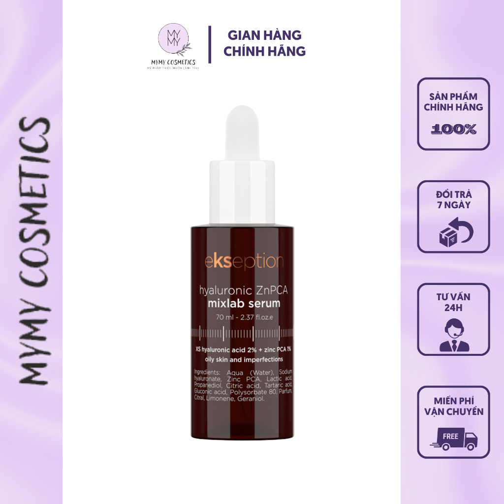 Serum Kẽm Ekseption Kiềm Dầu Giảm mụn Hyaluronic ZnPCA 75ml