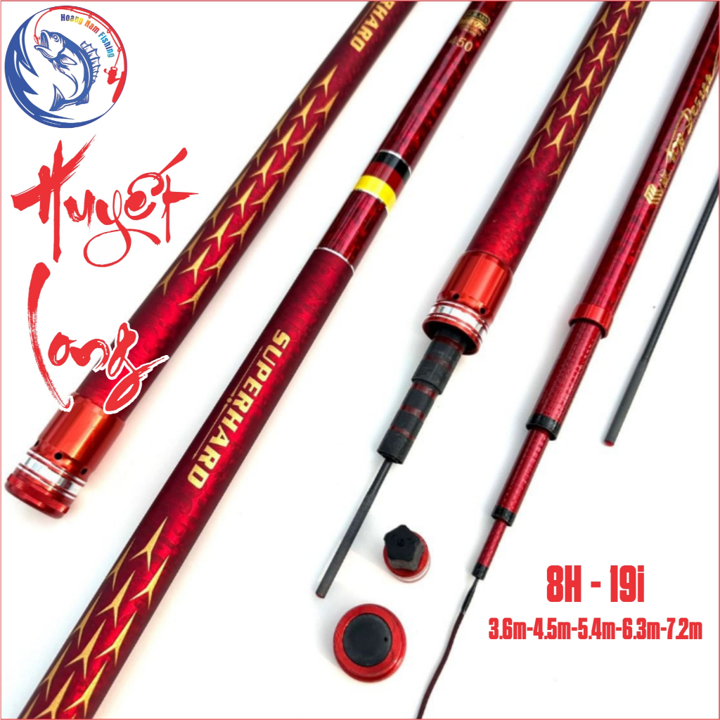 Cần câu tay Huyết Long 8H. Cần câu đơn đài độ cứng 8H chuyên câu Chép, Trắm Cỏ, Mè, Trôi