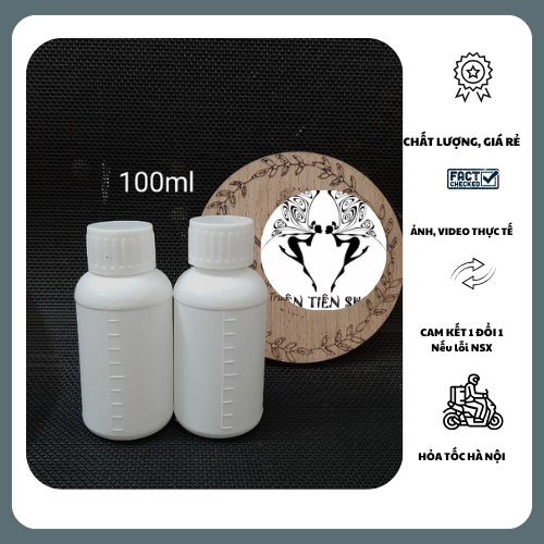 Chai nhựa trắng HDPE 100ml chia vạch tientienshop