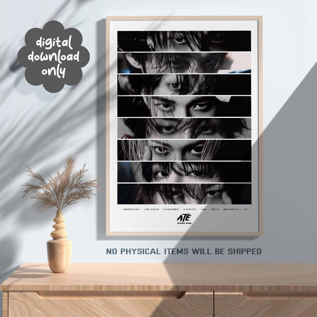Tranh Poster Stray Kids - OT8 SKZ Eyes - Kpop - Có Sẵn Keo Dán - Có cán bảo vệ ảnh - Bền màu - Chống