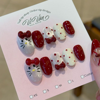 Nail box kitty màu đỏ , móng giả kitty