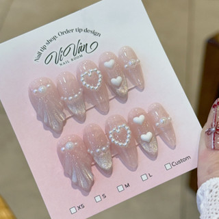 Nail box mắt mèo hồng thạch trái tim