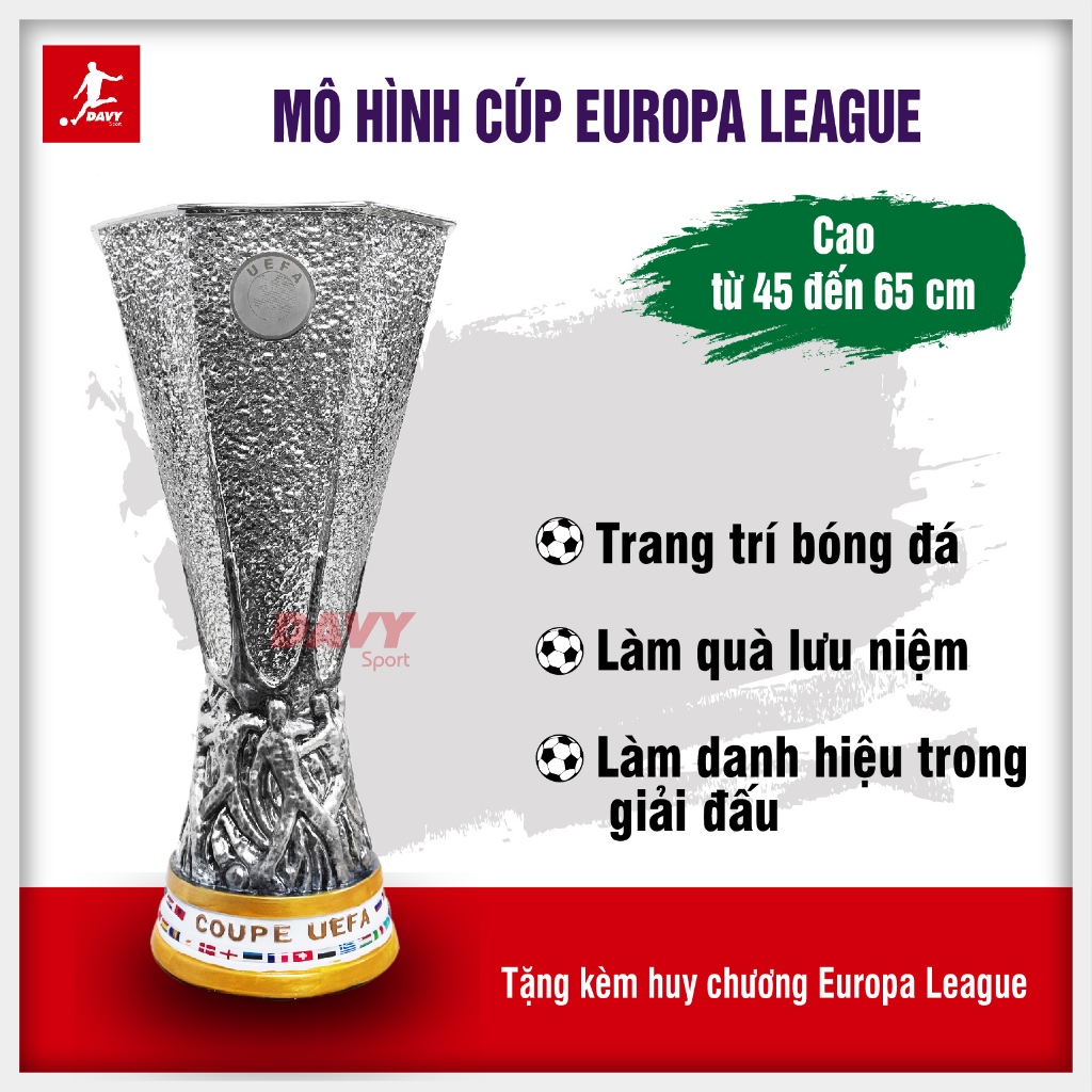 Mô hình CÚP C2 EUROPA LEAGUE, lưu niệm câu lạc bộ, sưu tầm bóng đá