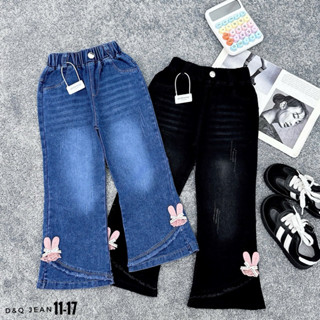 (11-18kg) quần jean ống loe cho bé gái vải jean mềm co giãn