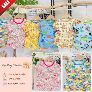 Bộ Cộc Tay Thun Lạnh Cho Bé Từ 5kg Đến 22kg, Bộ Ngắn Tay Thun Lạnh Hoạ Tiết In Kín Cho Bé Trai Và Bé Gái 094