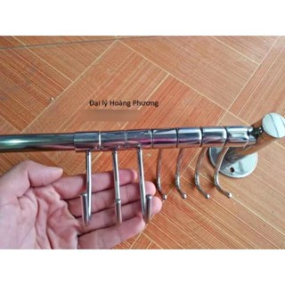 Giá Treo Xoong Nồi Trên Tường Inox 304, Treo Rổ Rá, Treo Đồ 7 Móc Treo Di Động (Hàng Cực Đẹp)