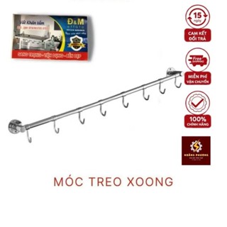 Kệ treo rổ rá, treo đồ dùng inox 304 có 7 móc di chuyển Giá Treo Xoong Nồi Trên Tường Inox 304, Treo Rổ Rá, Treo Đồ 7 Mó