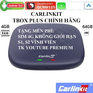Carplay Android Box ô tô xe hơi Carlinkit tặng Vietmap S2, Model TBOX PLUS 4GB+64GB Android 13