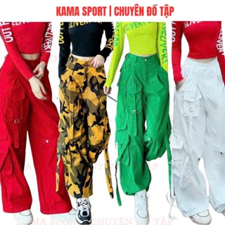 Quần thể thao nữ, quần jogger túi hộp ống xuông rộng chất kaki mềm chuyên nhảy zumba, aerobic, shuffle dance