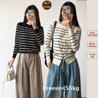  Áo len cardigan kẻ ngang montoghi Áo Khoác Len Dệt Kim Mỏng Nhẹ mặc thu đông  247STORE Aocardigankesoc9903_P0K2 