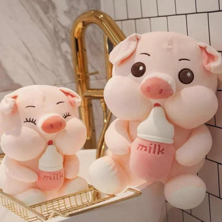 Gấu Bông Heo Ôm Bình Sữa, Gấu Nhồi Bông Cao Cấp Bông sonich hanquoc Thú Nhồi Bông Thú Bông Toy Đồ Ch