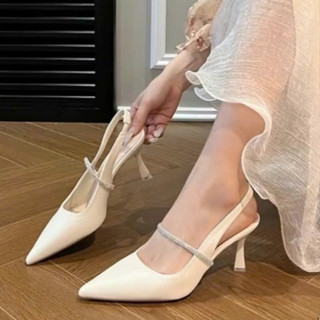 Sandanl SỤC Cao Gót Nữ Cao 7cm Gót Nhọn NGỌC TRINH STORE 2 Màu Trắng Đen KB 051 - Shoes, Nữ