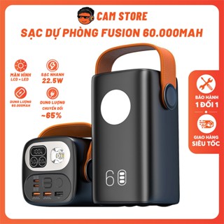 Cục sạc 60.000mAh - FUSIONX FX601  - Cell Pin NV Cao Cấp, Tích Hợp Đèn Led Sạc Nhanh PD, PPS 22.5W, Sạc Đa Thiết Bị