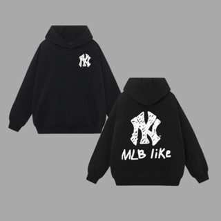 Áo Hoodie MLB NY / B LIKE  trắng đen cá tính ,Form Rộng ,Mũ to 2 lớp  Nam Nữ ,Nỉ Bông Dày Dặn Không Xù Full Tag Mác