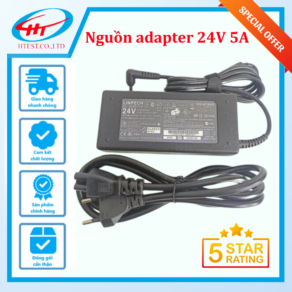 Nguồn adapter 24V 5A cho máy bơm nước, switch POE... Nguồn 24V 5A chính hãng Linpech hàng chuẩn- Chấ