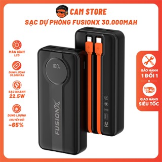 Cục sạc 30.000mAh - FUSIONX FX307  - Cell Pin Novapower, Tích Hợp 2 Dây Sạc, Sạc Nhanh PD, PPS 22.5W, Sạc Đa Thiết Bị