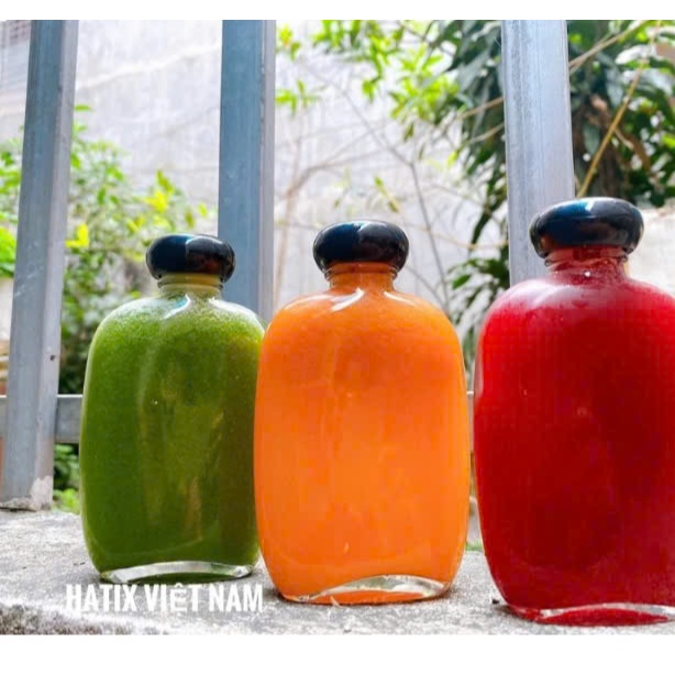 Combo 4 chai dẹp 250ml nắp núm nhựa đen , chai thủy tinh dẹp bầu trong  250ml đựng cafe , đựng nước 