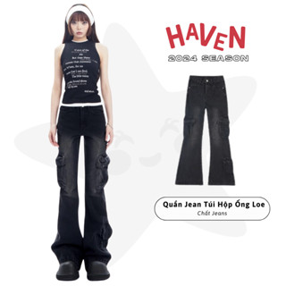 Quần jeans túi hộp nữ ống loe Haven Studio 4 túi phong cách y2k Collection Tết 2025
