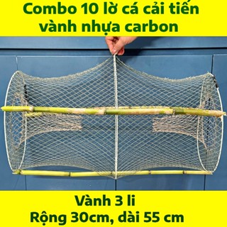 Combo 10 Lờ Cá Cải Tiến Vành Nhựa Carbon Kích Thước 30x55 cm