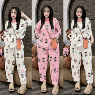 Set Bộ Thun MICKEY Quần DẬP GÂN Hàng Quảng Châu cao cấp Chuẩn Loại 1, Bộ Đồ BAGGY DẬP GÂN outfit hottrend xu hướng