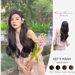 Set Tóc Kẹp Phím 9 Mảnh Xoăn Sóng Lơi 50cm | Tóc giả nữ, kẹp làm dài và phồng tóc. Nối tóc tại nhà