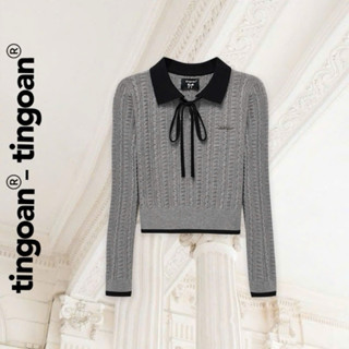  Áo len Helen Helen top Tingoan newtag màu xám Gray thắt nơ cổ 