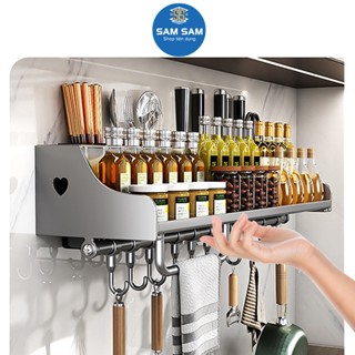 Giá Kệ Để Dao Kéo Đồ Nhà Bếp Treo Tường Đa Năng Không Cần Khoan Đục, Chật Liệu Thép Carbon 3 Trong 1