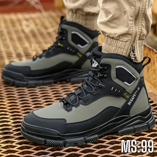 Giày bảo hộ Safety chống đinh, chống trơn trượt, chống dập ngón da bò, cổ cao, hàng chính hãng MS99
