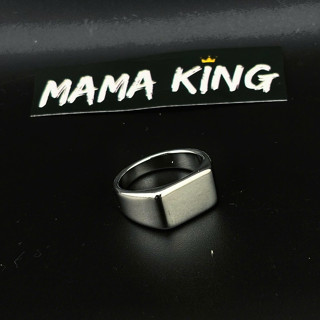 Nhẫn signet stainless steel siêu bền không bay màu không gỉ mặt vuông chất liệu titan MAMA KING