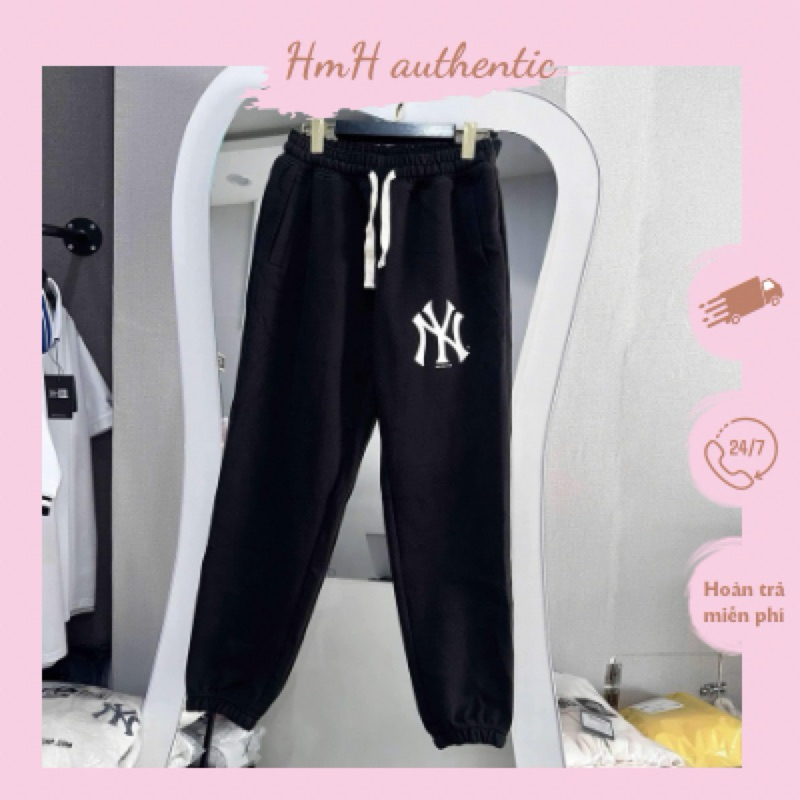 ( Chính Hãng) Quần Jogger Nỉ Dài New Era x MLB NY Basic Màu Đen Chính Hãng