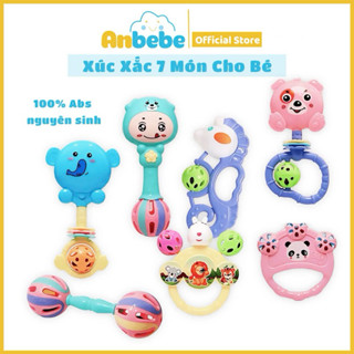 Xúc Xắc Đồ Chơi 7 Món Cho Bé Sơ Sinh Có Nhạc Vui Nhộn, Lục Lạc Kích Thích Giác Quan Cho Bé Bằng Nhựa Nguyên Sinh ANBEBE
