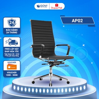 Ghế xoay văn phòng GOVI Apollo AP02 Da Simili Lưng cao, tay ghế làm từ thép mạ crom