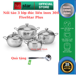 Nồi inox 304 Fivestar Plus 3 lớp liền khối hình quả táo size 16cm | 18cm | 20cm | 24cm , nồi hầm kho thịt kho cá