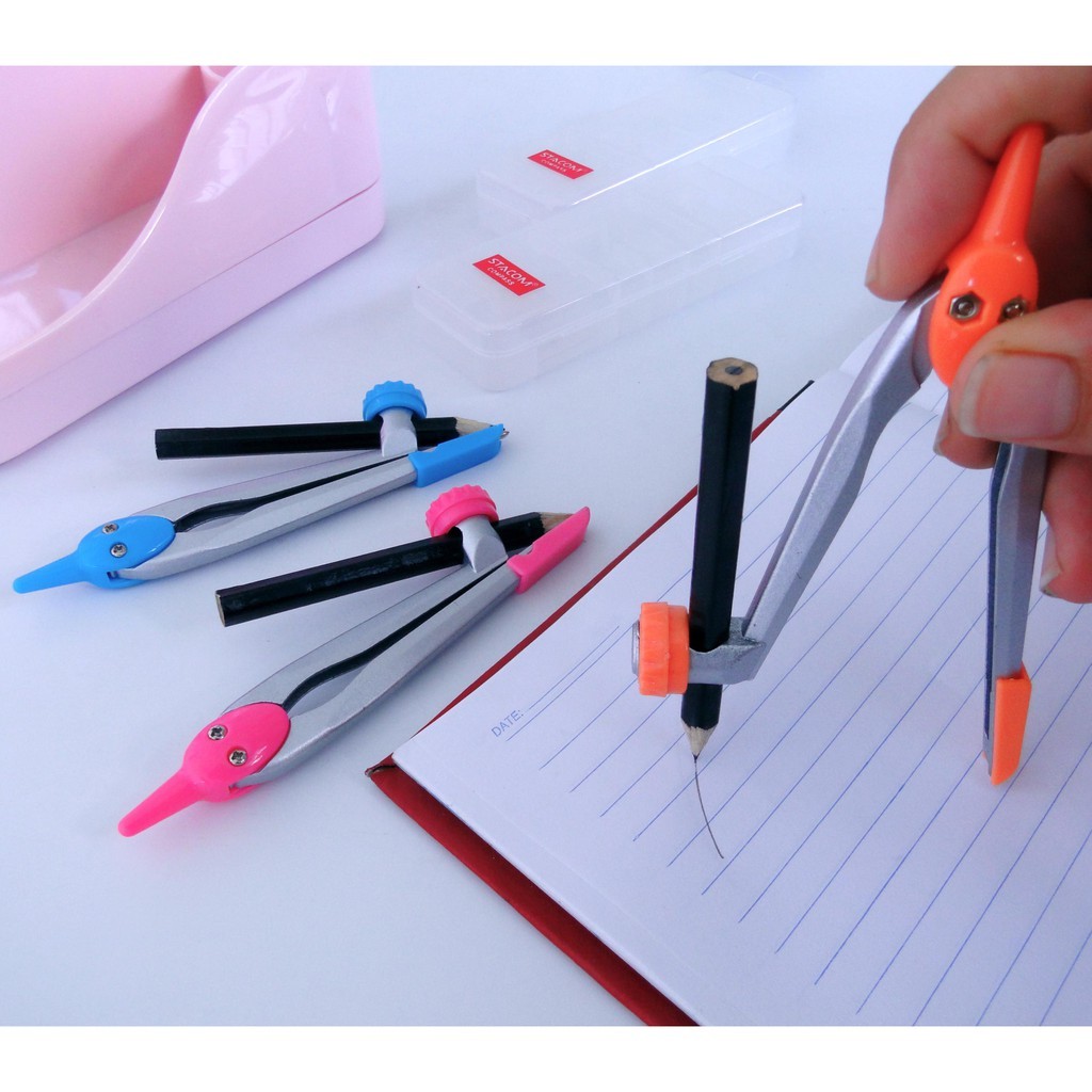 Bộ compass nhôm cao cấp, kèm bút chì gỗ | Stacom CS101A